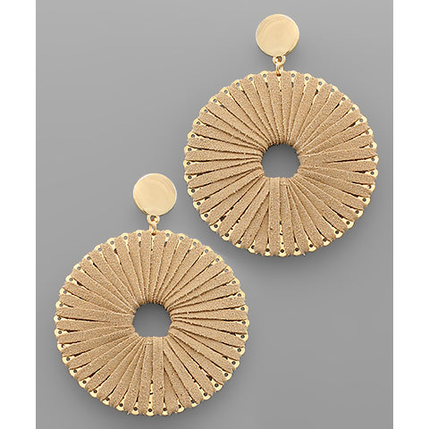 Suede Wrapped Circle Earrings - Beige
