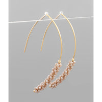 Half Beaded Wire Earrings - Mauve/Gold