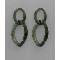Two Tier Earrings - Dark Green