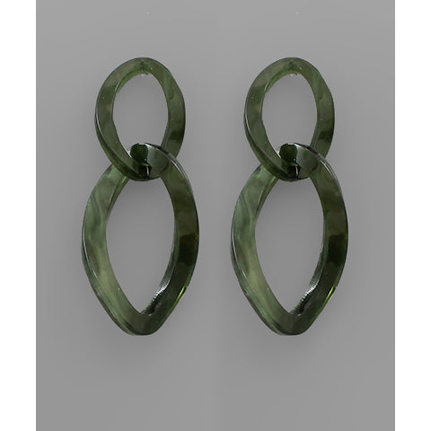 Two Tier Earrings - Dark Green