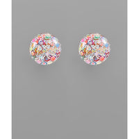 Pastel Multicolor Glitter Flake Ball Earrings