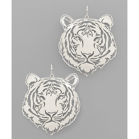 Tiger Filigree Earrings - Silver
