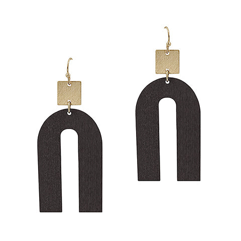 Wood Arch Earrings - Black