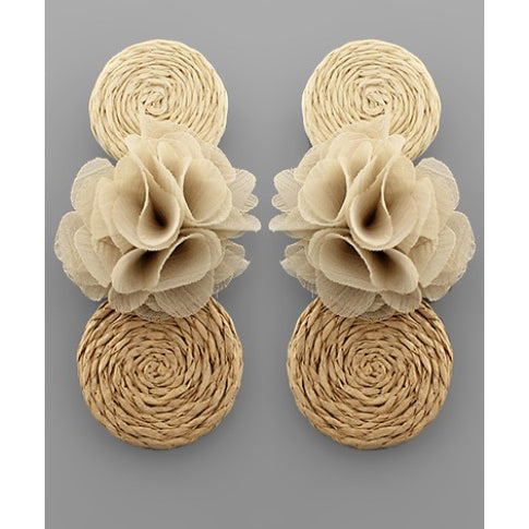Rattan Circle Earrings - Natural