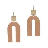 Wood Arch Earrings - Dust Pink
