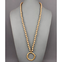 Tan Circle Pendant Bead Necklace