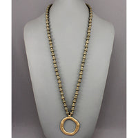 Grey Circle Pendant Bead Necklace