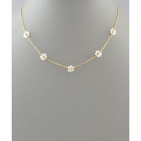 White Multi Mini Bead Flower Necklace