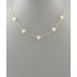 White Multi Mini Bead Flower Necklace