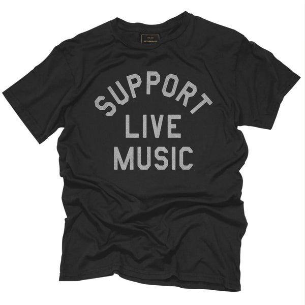 Retro Brand - Support Live Music Black Label Tee - Black