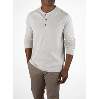 Tailor Vintage - Lightweight Stretch Waffle Henley - Oatmeal Heather