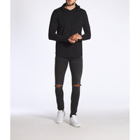 Cuts - AO Long Sleeve Hooded Curve Hem Tee - Black