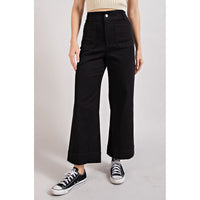 ee:some - Soft Washed Wide Leg Pants - Black