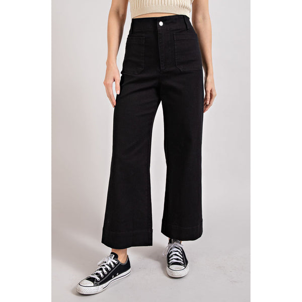 ee:some - Soft Washed Wide Leg Pants - Black