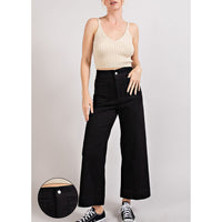 ee:some - Soft Washed Wide Leg Pants - Black