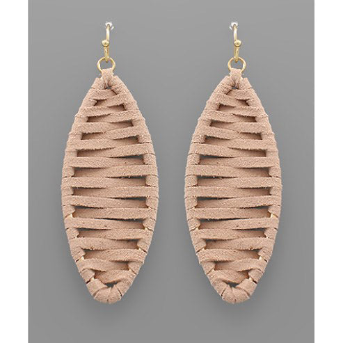 Dusty Pink Suede Teardrop Earrings