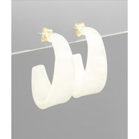 White Matte Acrylic Open Hoops
