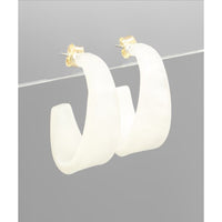 Matte Acrylic Open Hoops - White