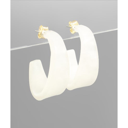 White Matte Acrylic Open Hoops