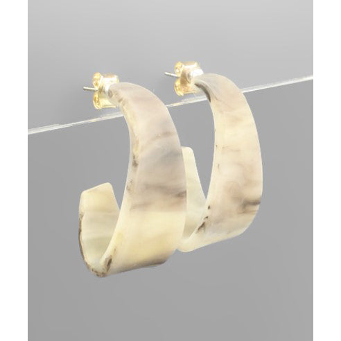 Grey and White Matte Acrylic Open Hoops