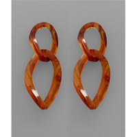 Acrylic Twist Link Earrings - Brown