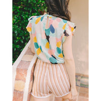 THML - Multi color flutter blouse - Mint