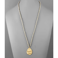 Grey and Gold Teardrop Necklace
