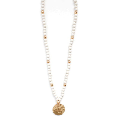 White and Gold Medallion Necklace