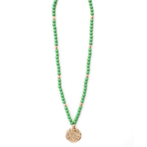 Green and Gold Medallion Necklace