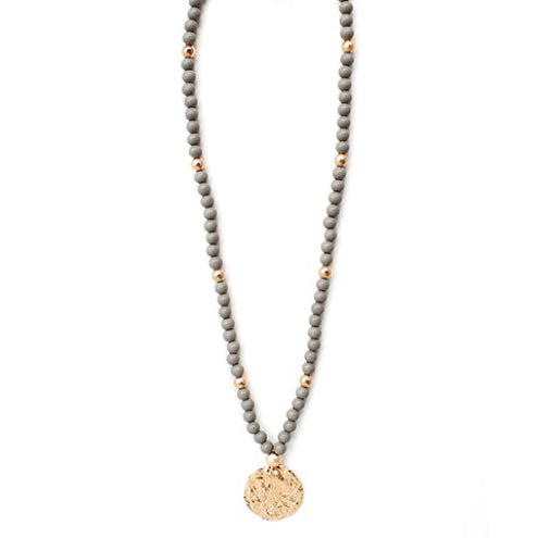 Grey and Gold Medallion Necklace