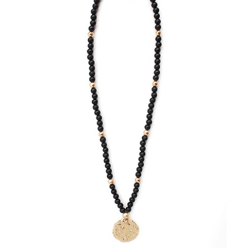 Black and Gold Medallion Necklace